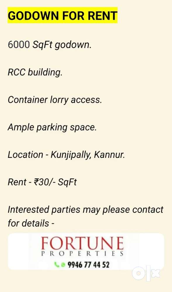 6000 SqFt warehouse for rent