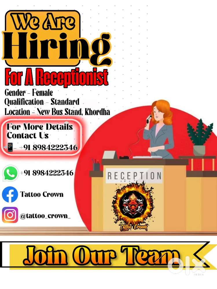 Receptionist For Tattoo Studio