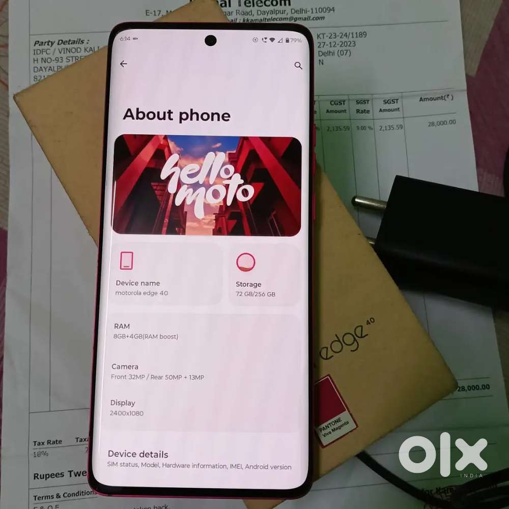 Moto Edge 40 5G 8/256gb All Original All Ok Urgent Sell or Exchange