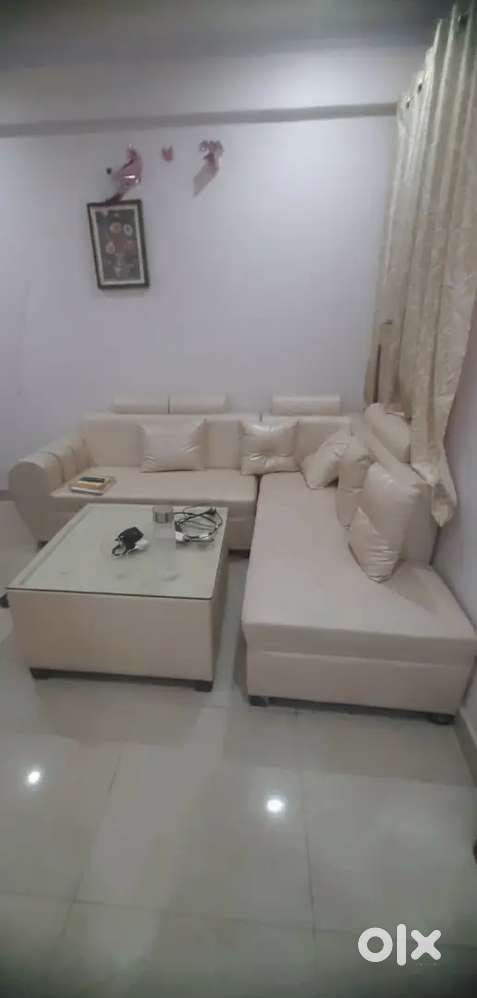 White rexin sofa