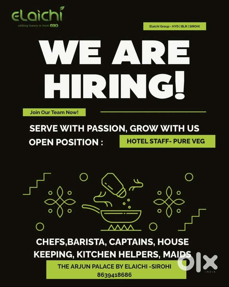 Chefs, Captains, Waiter, House Keeping