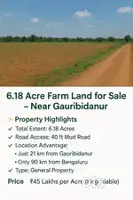 6.18 Acre Farm Land for Sale – Near Gauribidanur