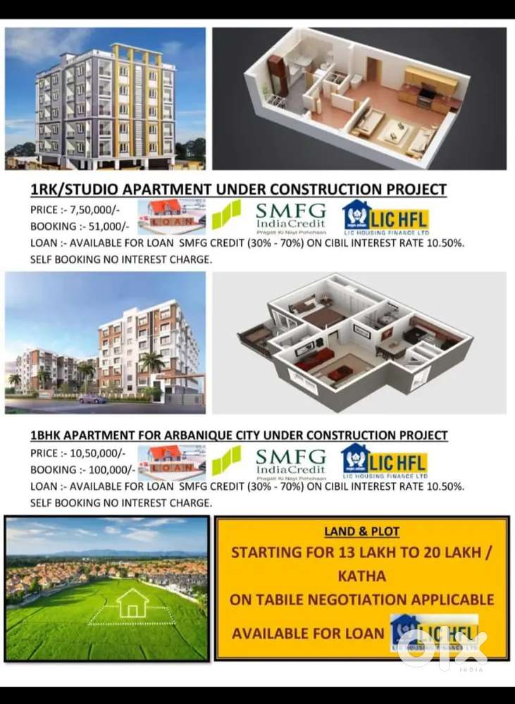 1Bhk ,2 Bhk ,3Bhk flat and land Available