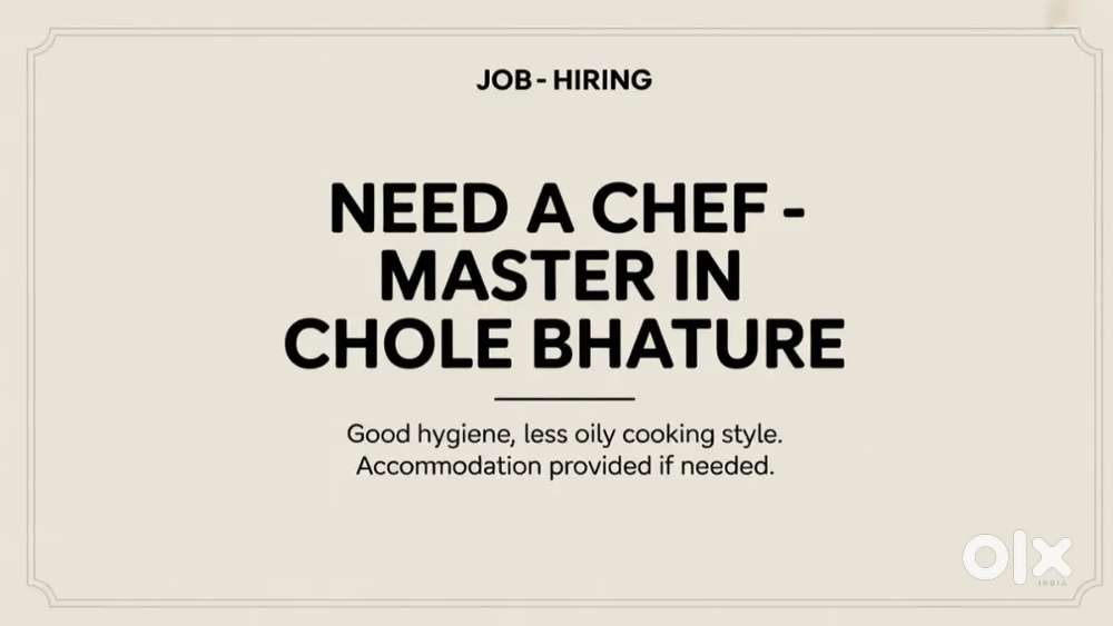 Chole bathure cook needed