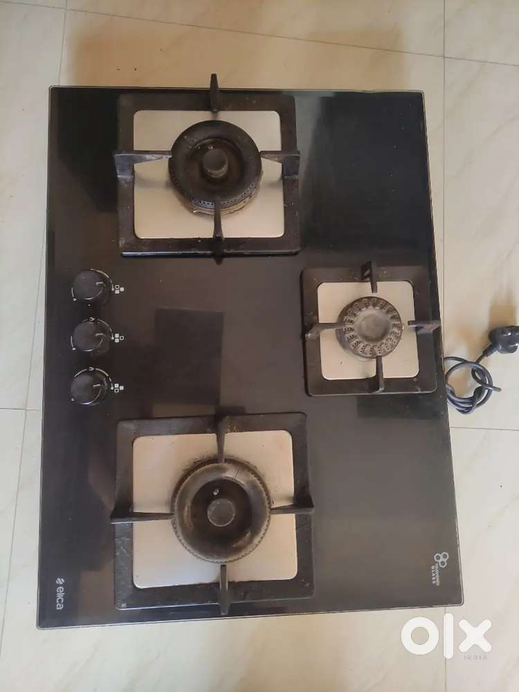 Elica 3 burner inbuilt hob with Toughened Glass
