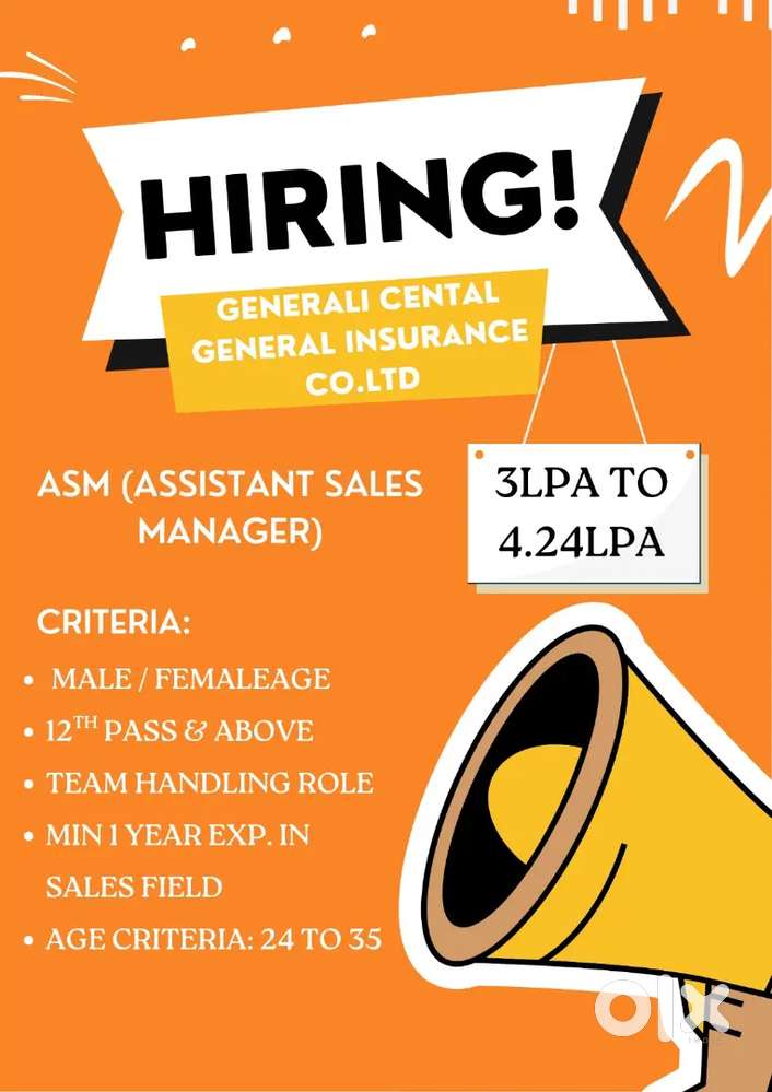 Kolhapur/Generali central/ASM/Min 1 yr exp/CTC max upto 4.24LPA