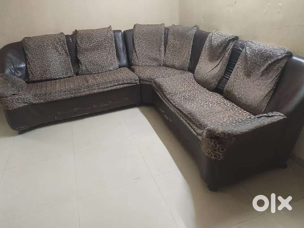 Brown L shape sofa