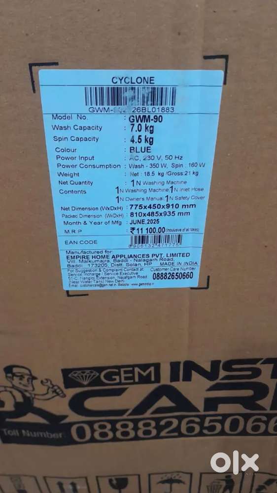 BEST PRICE NEW GEM COMPANY WASHING MACHINE