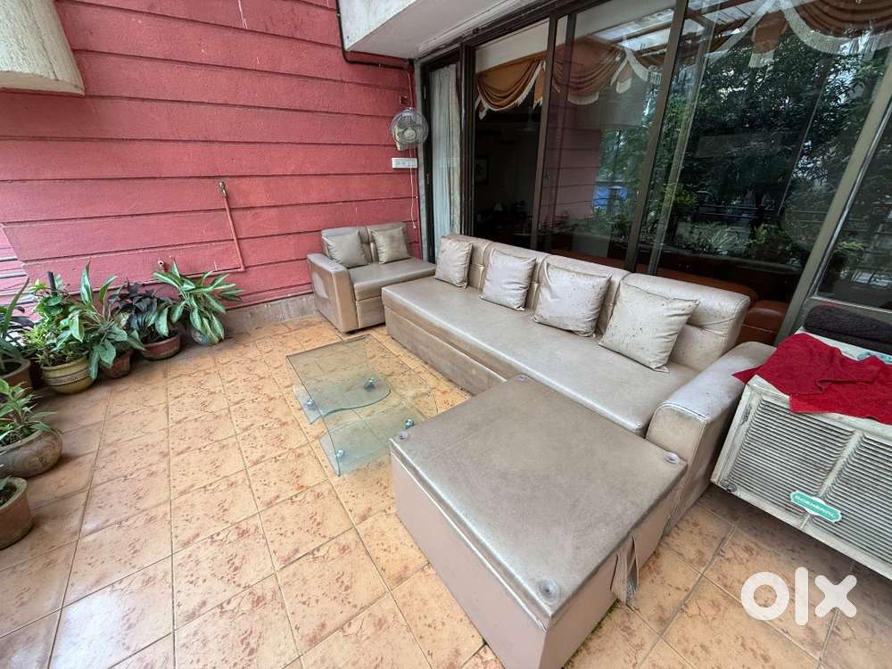 3 seater and 2 seater sofa combo with side table and glass table