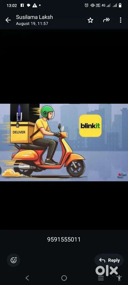 Hiring for ludhiana blinkit delivery boy job