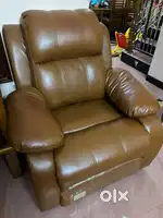 Recliner sofa leather stitched