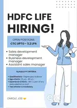 BEGUSARAI/HDFC LIFE/ONROLE/DEGREE PASS/1 yr. Of sales exp. Required
