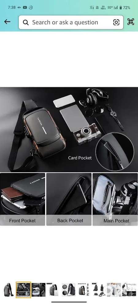  Slim Unisex Crossbody Sling Bag Chest Backpack Men's Shoulder Bag