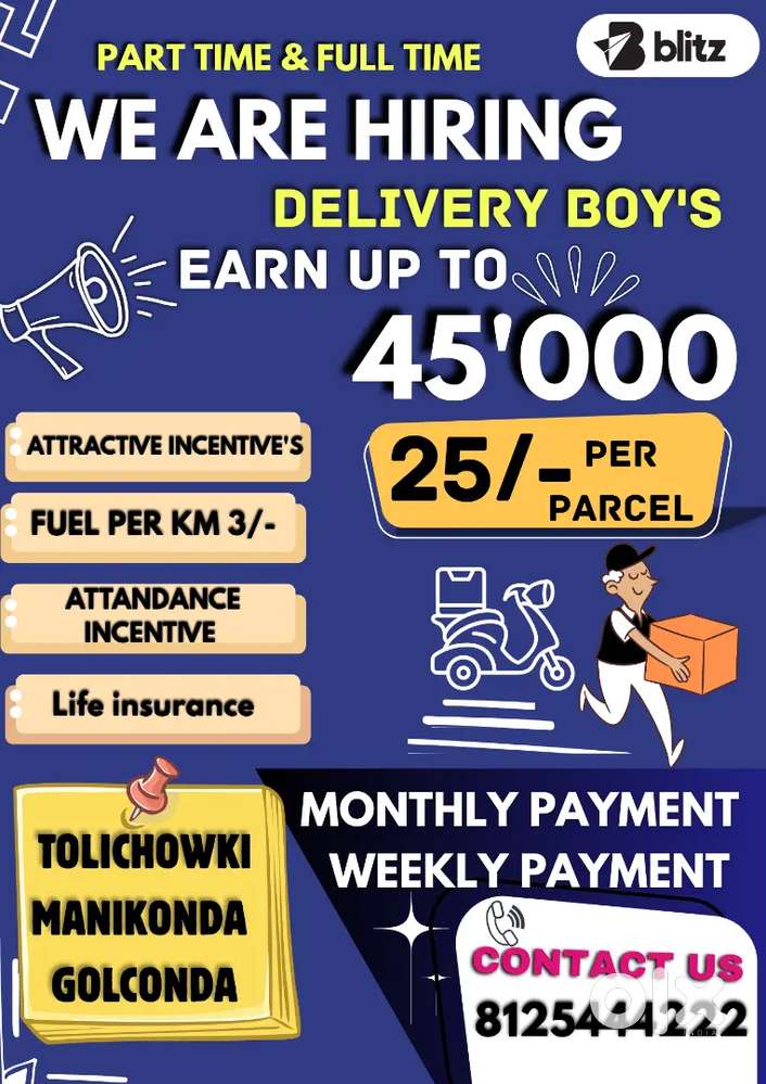 DELIVERY BOYS HIRING