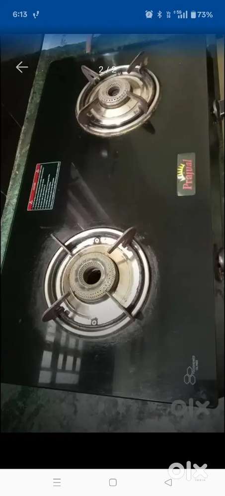 Toughened glass top 2 burner LPG gas stove