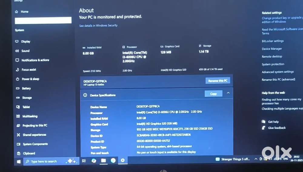 Hp laptop I3 6th generation