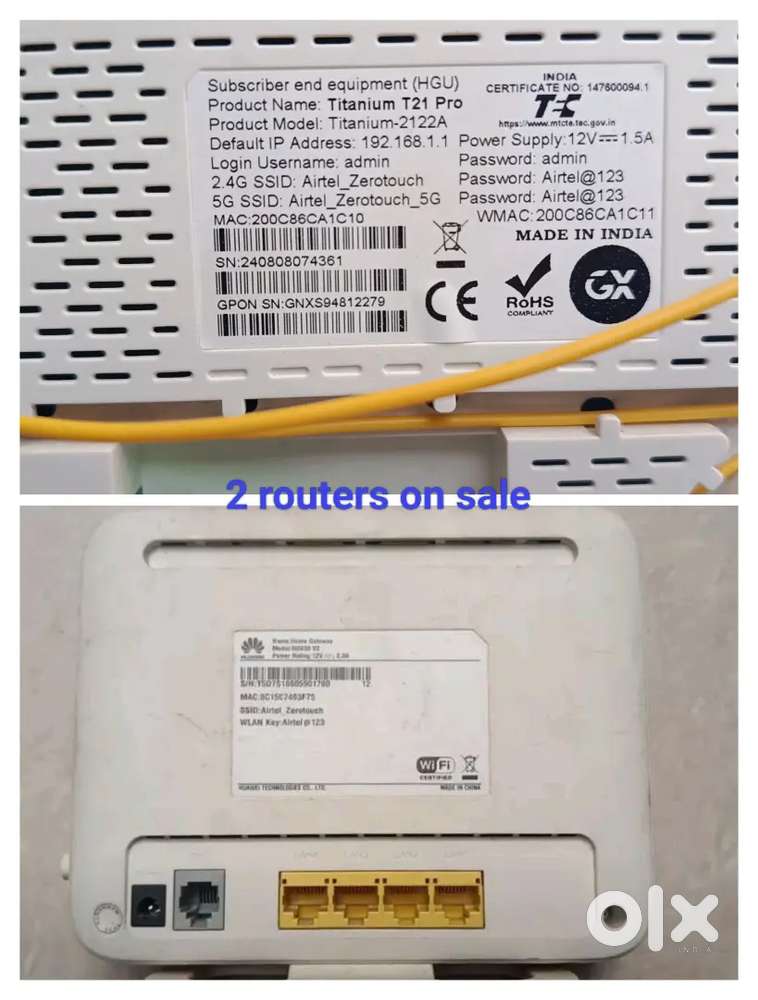 02 WI FI ROUTER ONE AIRTEL TITANIUM T21 PRO BRAND NEW & OTR HG 630 V2
