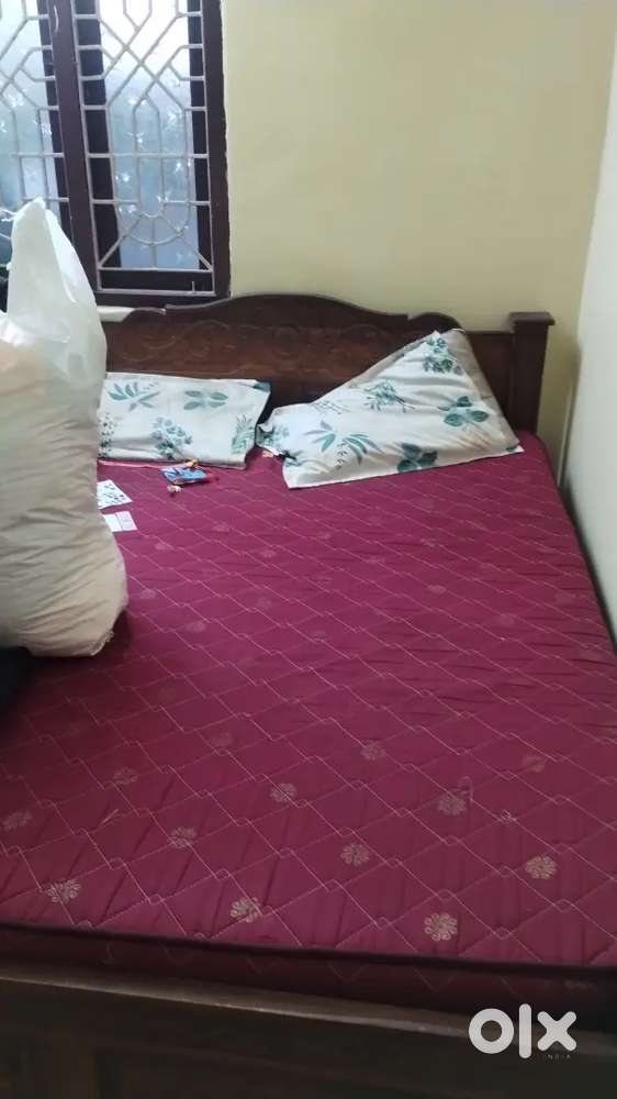 Wooden cot with bed, teapoy 2,computer wooden table,dresing table