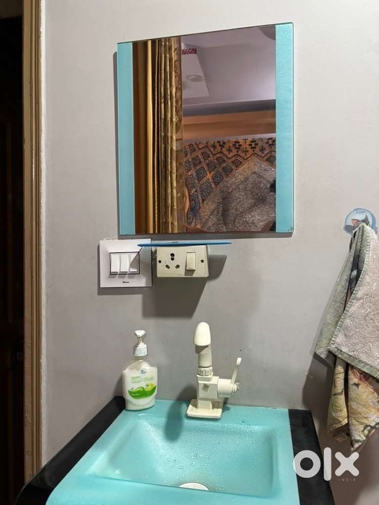 Stylish Wall-Mounted Washbasin with Mirror – Unique Design