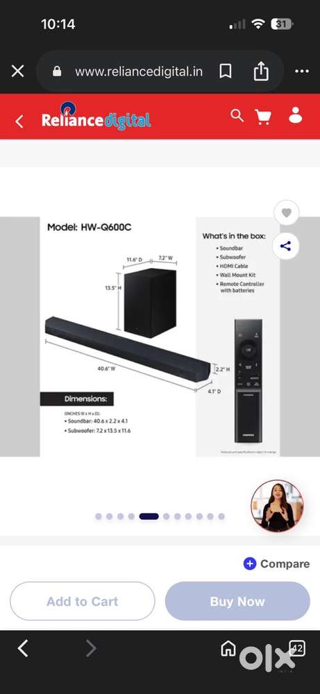 Samsung Q600C Q-series 3.1.2 Channel Soundbar