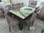 Dining table 6 Chairs ₹35,000 with digital glass, OFFER SALE