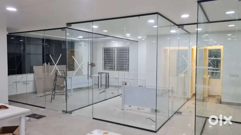 Refurbished toughened glass partition work