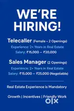 Jobs Hiring Real Estate Female Sale Manager