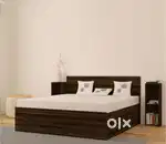 Queen Size Engineered Wood Bed with Storage (with Side Table)