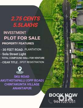 SK ROAD, CHINNAKUNTA, 2.7CENTS-5.5LAKHS, INVESTMENT PLOTS.