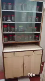 Wooden cabinet with glass door