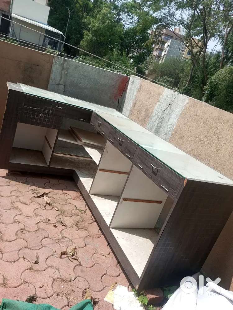 Shop Counter Made by Original Plywood Top Side Glass frant side glass