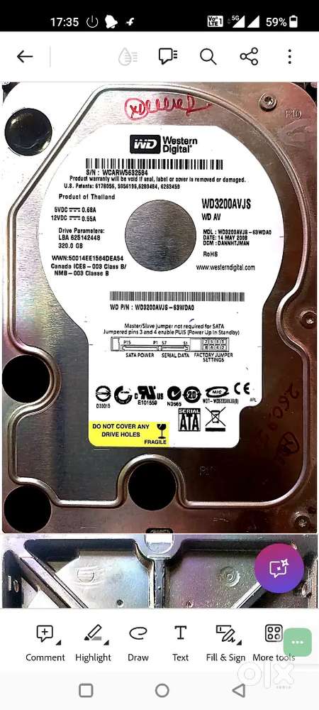 We Require    HDD -320 gb WD Brand