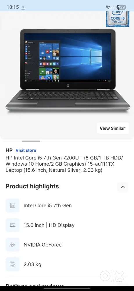 Hp i5 7th gen laptop