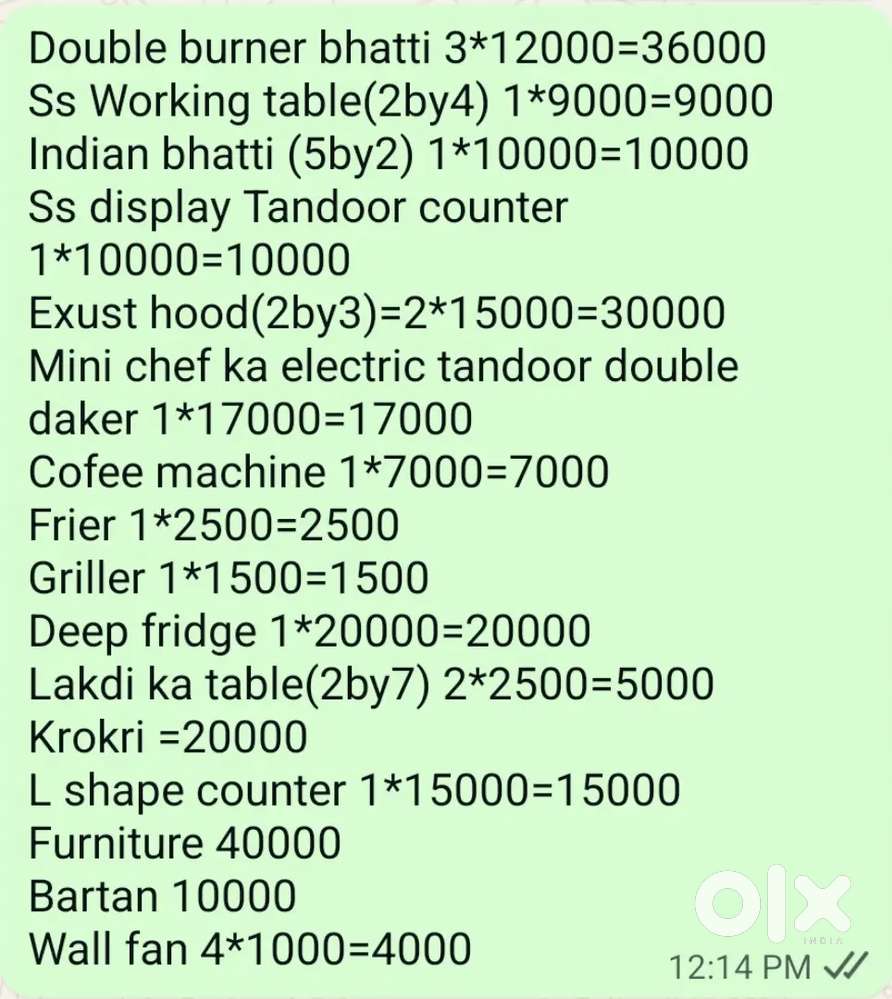 Used kitchen equipment sale on urgent basis
