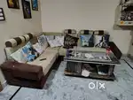 6 seater L shape sofa set with table