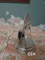 Ladu gopal ji ka wooden jule or silver singasan har ak k 2 pis hai