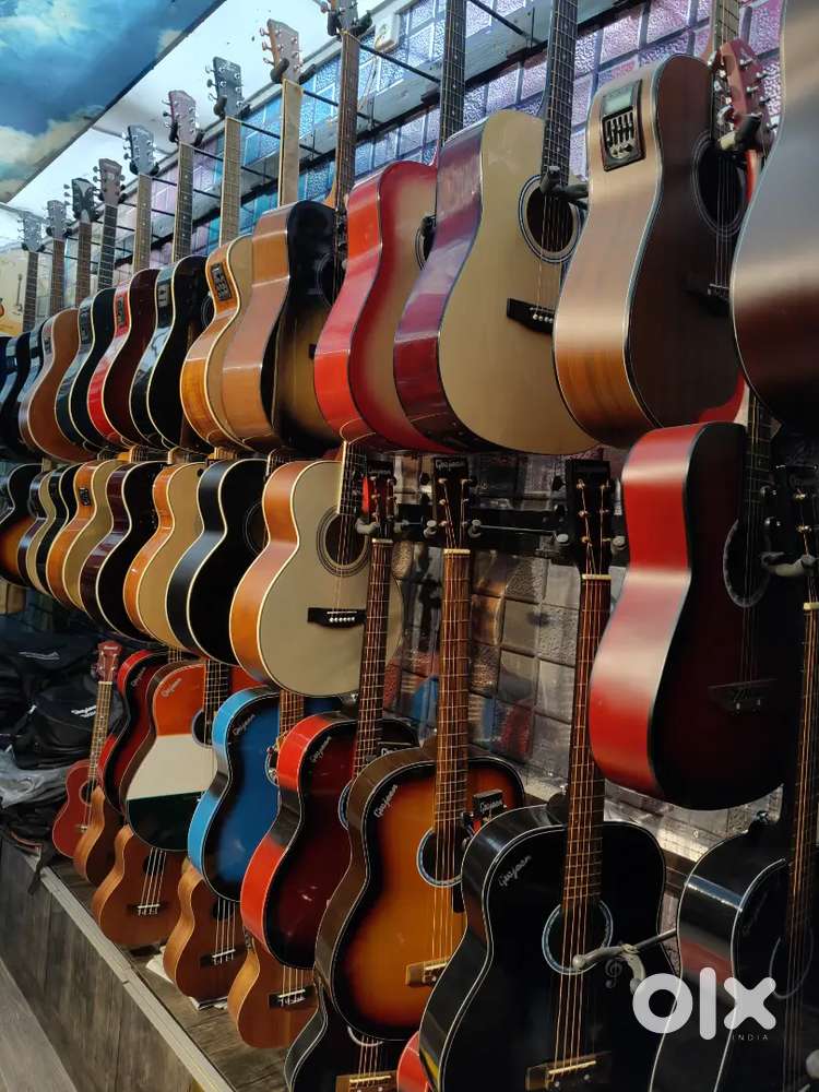 All types of music instruments Guitar, Harmonium, Dolak, Piano, Tabla.