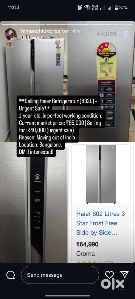 Haier Double door Refrigerator 602ltrs
