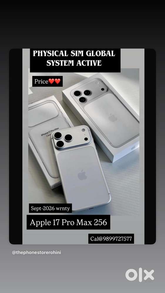 Open box category. New tipe. Only cal. Physical sim. Apple-17 pro max