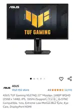 ASUS TUF Gaming VG27AQ 27” Monitor, 1440P WQHD (2560 x 1440) IPS 165Hz