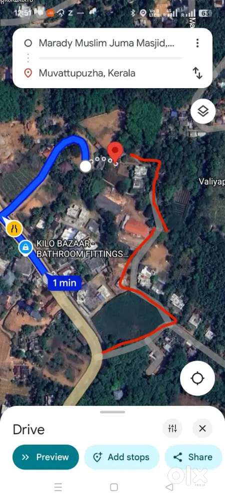 East Maradi 17.23 cents 300 metre MC ROAD