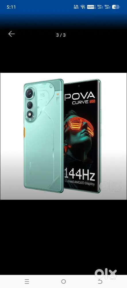 Tecno pova curve 5g 8/128 5000mah battery 45 wat fast charging