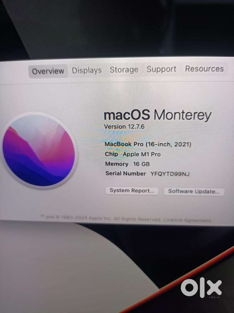 MacBook Pro (16-inch ,2021)Chip Apple M1 Pro