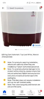 LG top load washing machine (8kg) 60% offer price 6000rs