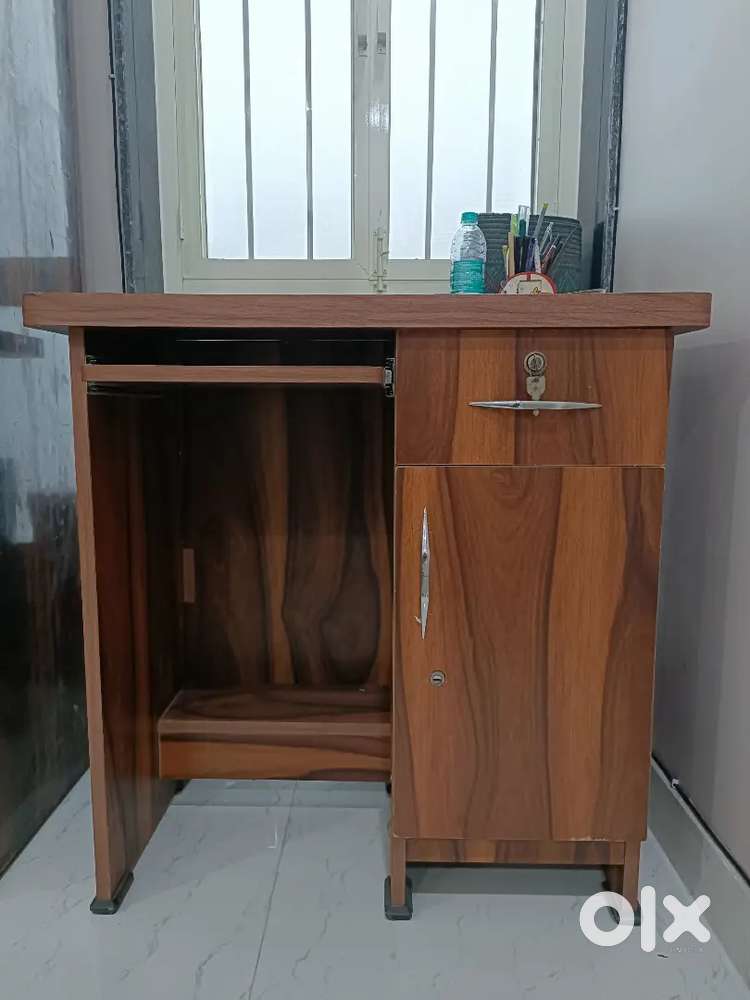 Wooden Computer/Study Table With Drawer & Storage Cabinet