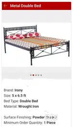 Double bed wrought iron with mattress available in Narendrapur.