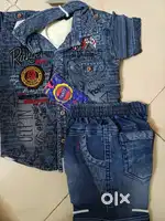 KIDS FASHION, DENIM SHIRT AND SHORTS NO.16 , AGE 1 TO 2