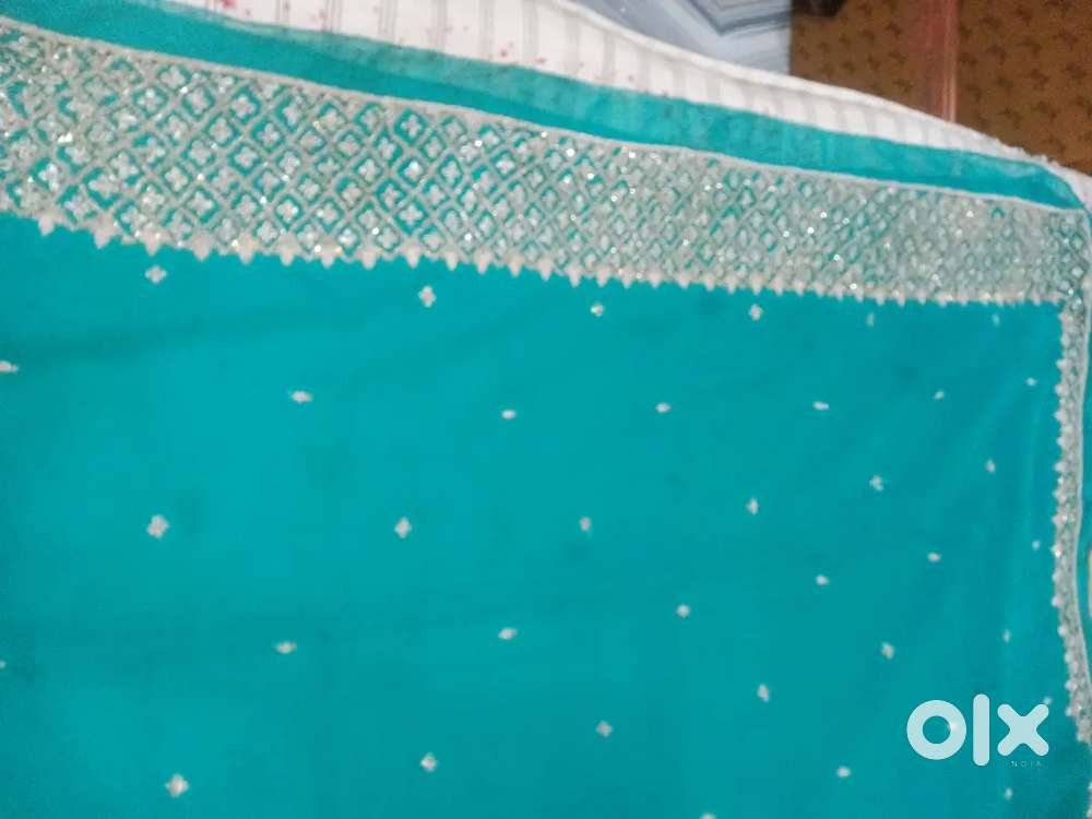 Heavy hand embroidery of jardozi work saree with blouse