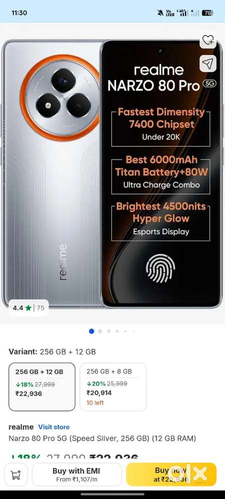 Realme narzo 80 pro 1 week old