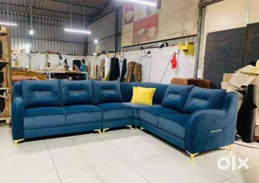 L shape sofa blue colour